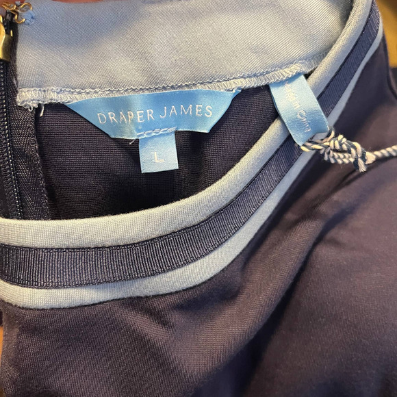 Draper James Solid Persley Ponte Dress Large Two Tone Navy Blue Striped NWT - Picture 6 of 7